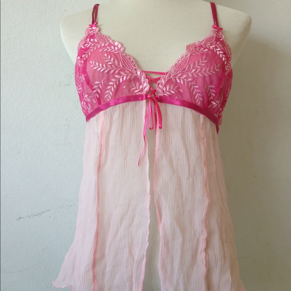 Victoria's Secret Pink Silk Babydoll Open Front L